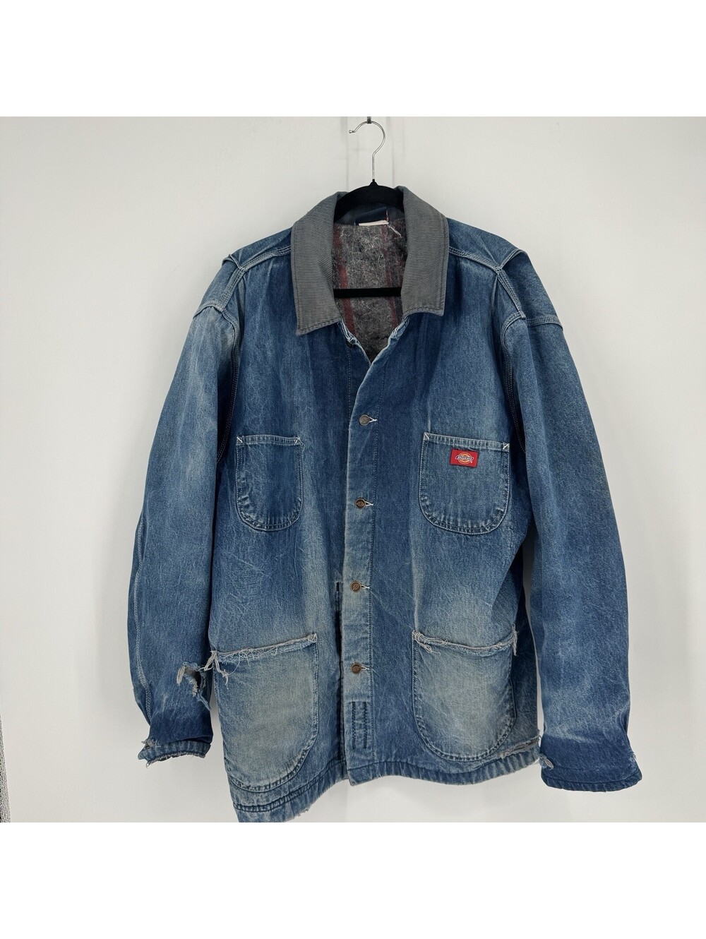 Dickies denim chore coat XXL vintage blanket linked work barn distressed faded
